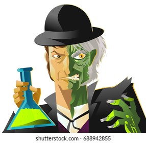 doctor jekyll and mister hyde monster transformation with green potion svg