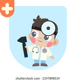 Doctor Kids Pose illustrations. Cute in doctor costumes.