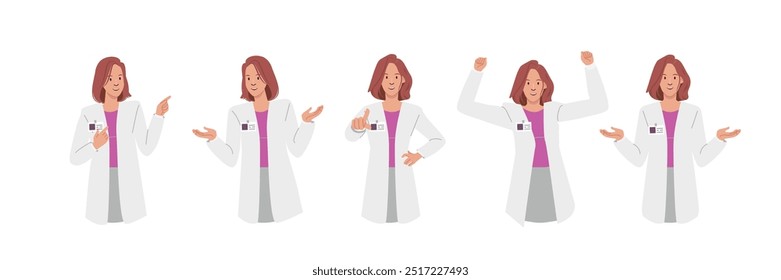 Doctor con cara amable y buena acción. Carácter de estilo de Vector plano. Campo de la salud.