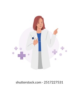 Doctor con cara amable y buena acción. Carácter de estilo de Vector plano. Campo de la salud.