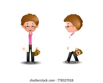 Doctor with Kit - Cartoon Vector Image