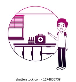 doctor with kit first aid medical examination room