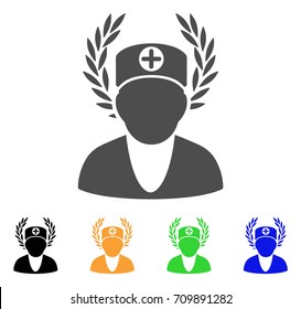 Doctor Laurel Wreath vector icon. Style is a flat graphic symbol in grey, black, yellow, blue, green color versions. Designed for web and mobile apps.