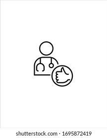 doctor with like icon,vector best line design icon.