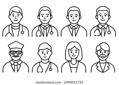 Doctor line art illustration Contemporary Medical Line Drawings