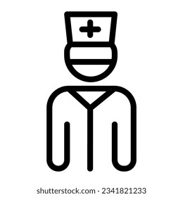 Doctor line icon, healthcare concept, Male practitioner in uniform sign on white background, medical doctor icon in outline style mobile concept web design. Vector graphics.