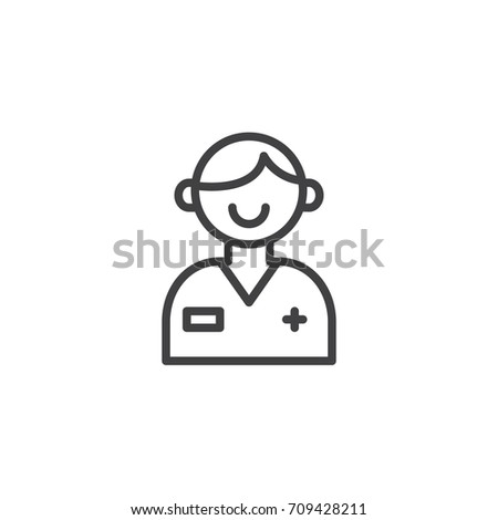 Doctor line icon, outline vector sign, linear style pictogram isolated on white. Symbol, logo illustration. Editable stroke