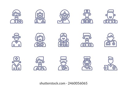 Doctor line icon set. Editable stroke. Vector illustration. Containing doctor, psychiatrist, man.