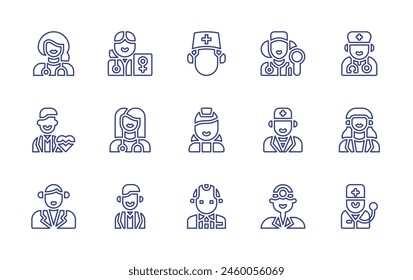 Doctor line icon set. Editable stroke. Vector illustration. Containing entdoctor, doctor, gynecologist, woman.