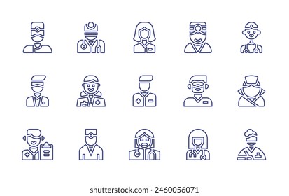 Doctor line icon set. Editable stroke. Vector illustration. Containing psychiatrist, doctor, man, nurse.