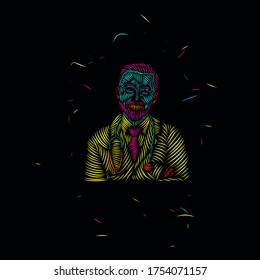 the doctor line pop art potrait logo colorful design with dark background. Isolated black background for t-shirt, poster, clothing, merch, apparel, badge design