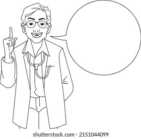Doctor line vector illustration isolated on white background