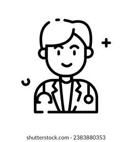 Doctor linear line icon. Medical worker. Practitioner. Vector Illustration