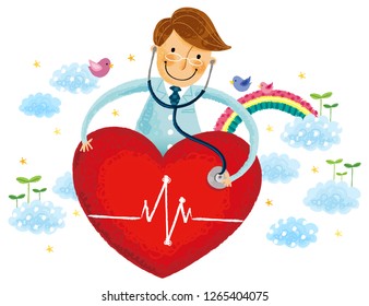 Doctor listening heart beats