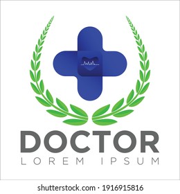 Logo médico- Ilustración vectorial de icono azul más vector