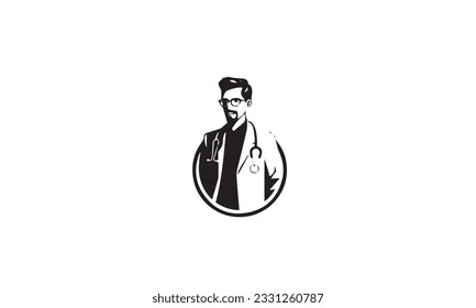 doctor logo design black simple flat icon on white background