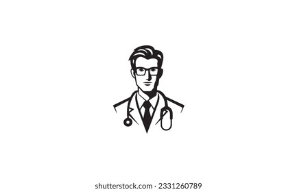 doctor logo design black simple flat icon on white background