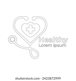 Doctor Logo on the Internet. Line art for healthcare and medical logo designs