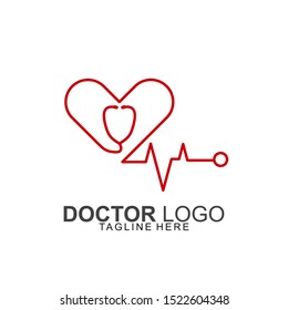 Doctor logo template design. Stethoscope logo design. Vector illustration