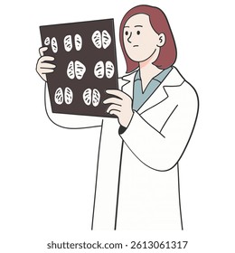Doctor looking CT scan result