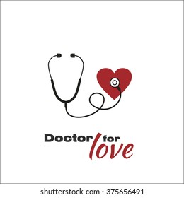 Heart Cartoon Doctor Stethoscope Flat Design Stock Vector (Royalty Free ...