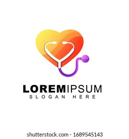 doctor love or heart  logo, healthy doctor care logo design vector template