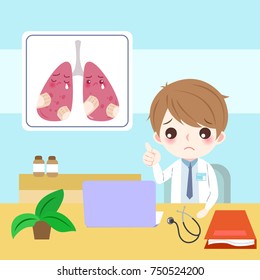 doctor with lung health concept on the blue background
