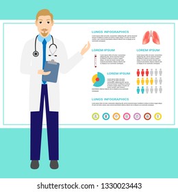 Doctor and lungs infographics - vector illustration, eps 10