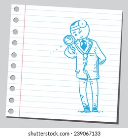 Doctor with magnifying glass