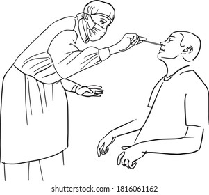 Doctor makes a virus test, analysis for coronavirus covid