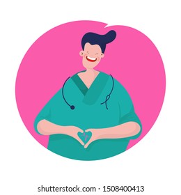 Doctor making heart shape of hands, Cardiology and health care concept. 