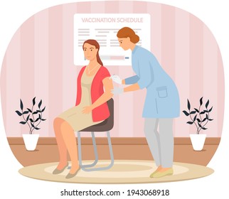 Doctor is making injection to patient at home. Nurse works with syringe and gives injection