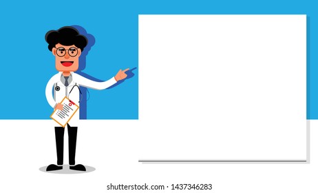 Doctor making a presentation concept vector illustration