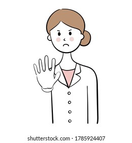 Doctor making stop gesture, vector illustration