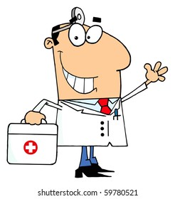 Doctor Man Carrying His First Aid Bag