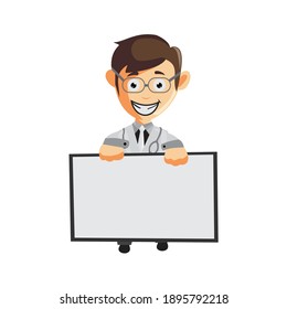 Doctor Man characters hospital medicine staff clothes illustration with Blank Board