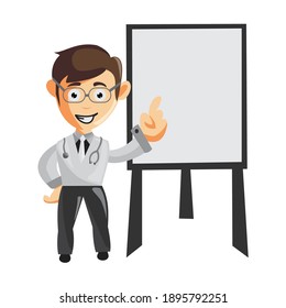 Doctor Man characters hospital medicine staff clothes illustration with Blank Board