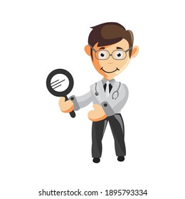 Doctor Man characters hospital medicine staff clothes illustration Hold Magnifying