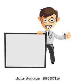 Doctor Man characters hospital medicine staff clothes illustration with Blank Board