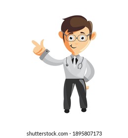 Doctor Man characters hospital medicine staff clothes illustration Pointing