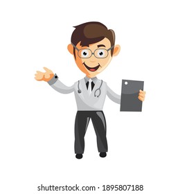 Doctor Man characters hospital medicine staff clothes illustration Hold Tablet Phone