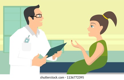 Doctor man and child girl patient. The girl cut her finger. Medical concept in a flat design.