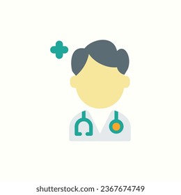 doctor, man flat icon, isolated hospital icon in light background, perfect for website, blog, logo, graphic design, social media, UI, mobile app