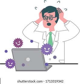 doctor man laptop pc computer virus bug