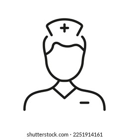 Doctor Man Line Icon. Professional Physician Linear Pictogram. Male Nurse Outline Icon. Health Care Medic Professional. Clinic Staff. Medical Specialist. Editable Stroke. Isolated Vector Illustration.