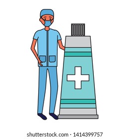 doctor man medical tube medicine vector illustration
