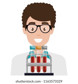 doctor man with tubes tests character