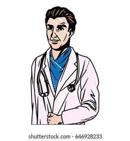 doctor man wearing coat and stethoscope medical