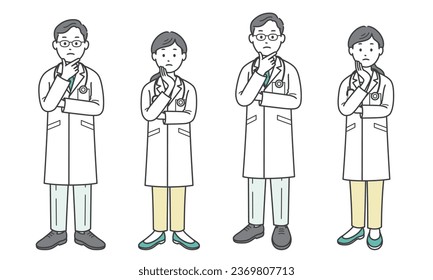 Doctor man and woman putting their hands on their troubled faces