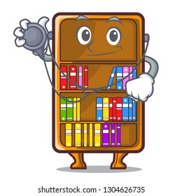 Doctor mascot bookcase beside the study desk
